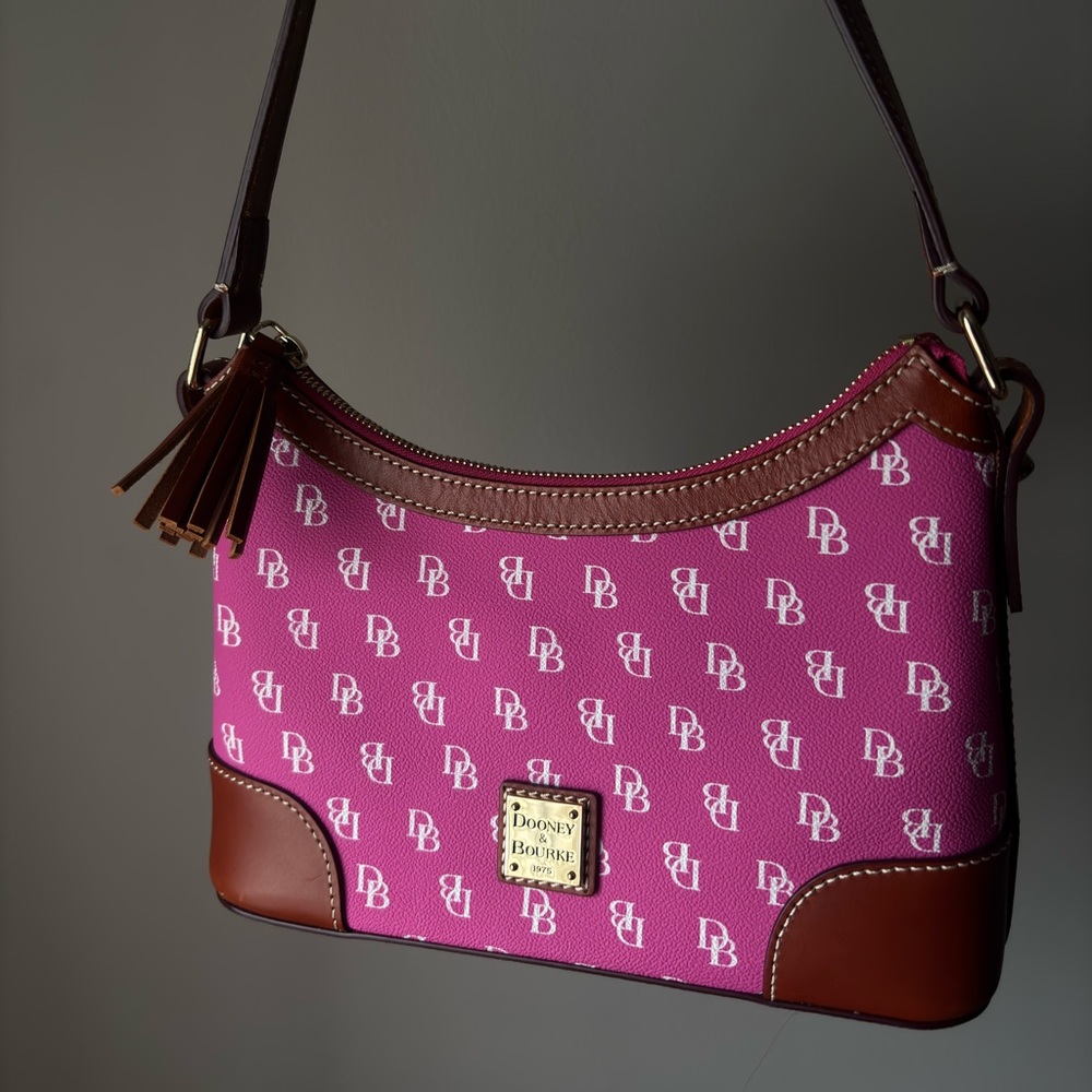 Dooney & Bourke Magenta and Brown Shoulder Bag
